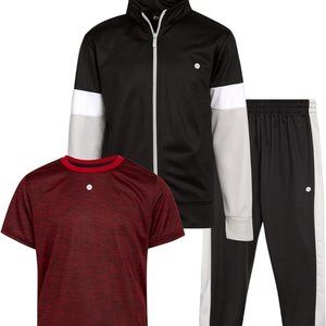 RBX Boy's Jogger Set - 3 Piece Tricolt Sweatshirt Sweatpants and T-Shirt Tracks